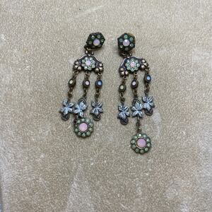 Banana Bob Pierced Earrings Austrian Crystals Victorian Chandelier Vintage